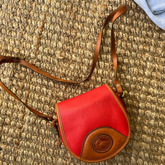Dooney & Bourke Handbags - Dooney & Bourke Red and Tan saddle Crossbody Bag